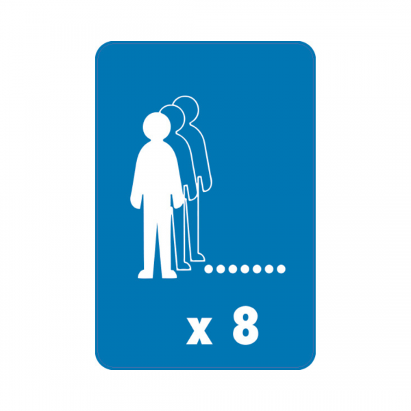 Panneau RM rectangle Sticker 40x60cm 8 files d'attente REC-STI189